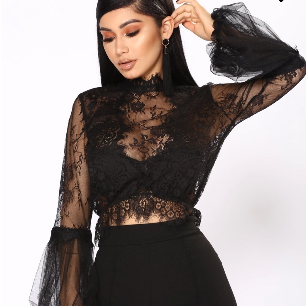 Sheer lace crop top